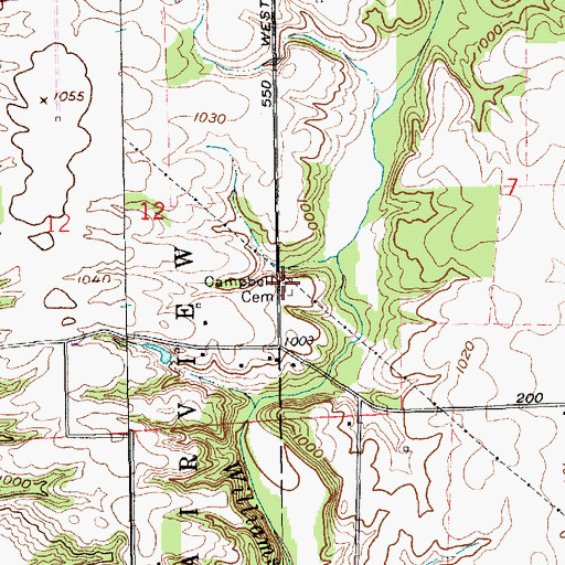 Topographic Map of Campbell Cemetery, IN
