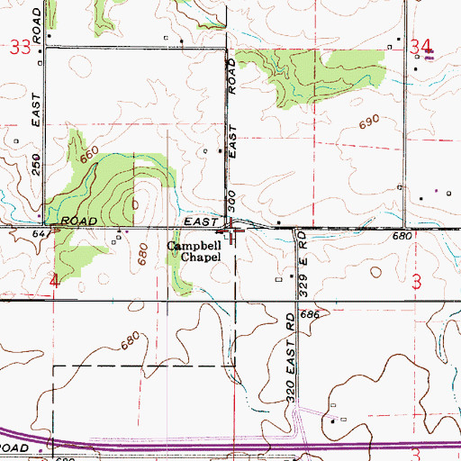 Topographic Map of Campbell Chapel, IN