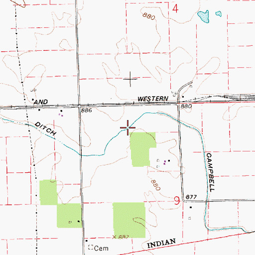 Topographic Map of Campbell Ditch, IN