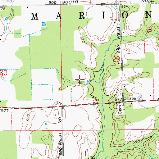 Topographic Map of Cana Church, IN
