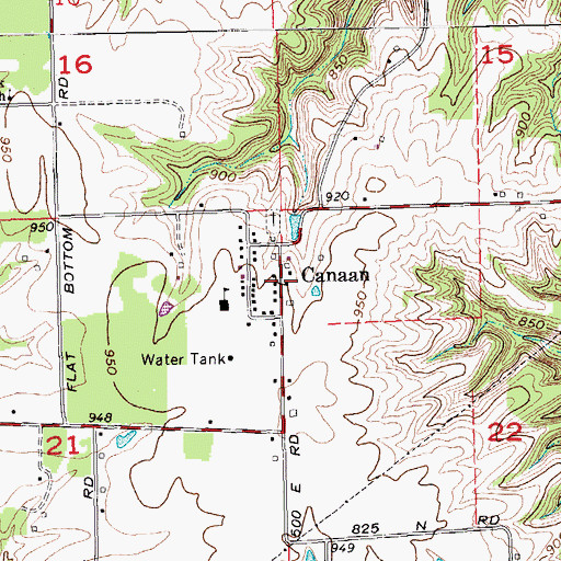 Topographic Map of Canaan, IN