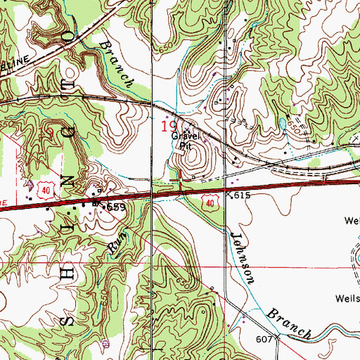Topographic Map of Canaan Run, IN