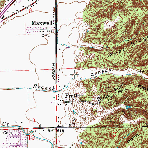 Topographic Map of Canada Hollow, IN