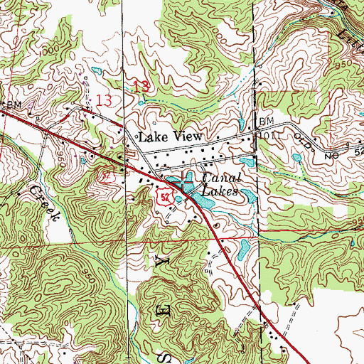 Topographic Map of Canal Lakes, IN