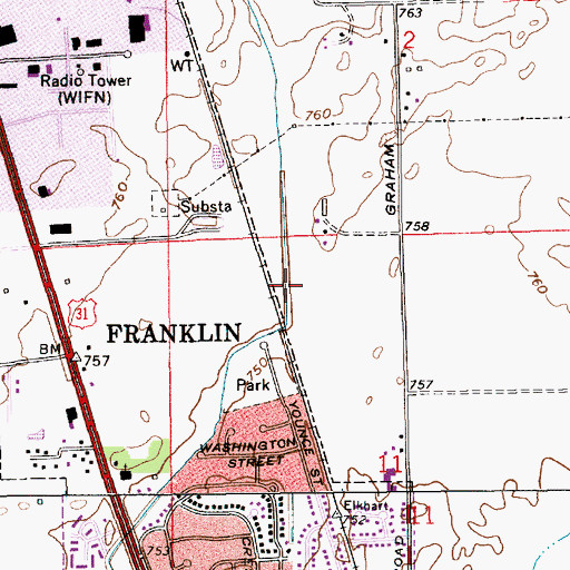 Topographic Map of Canary Ditch, IN
