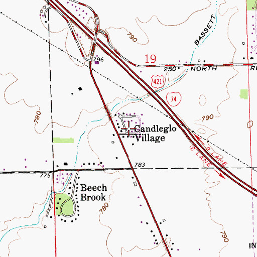 Topographic Map of Candleglo Village, IN
