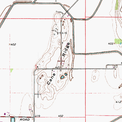 Topographic Map of Cane Ridge, IN