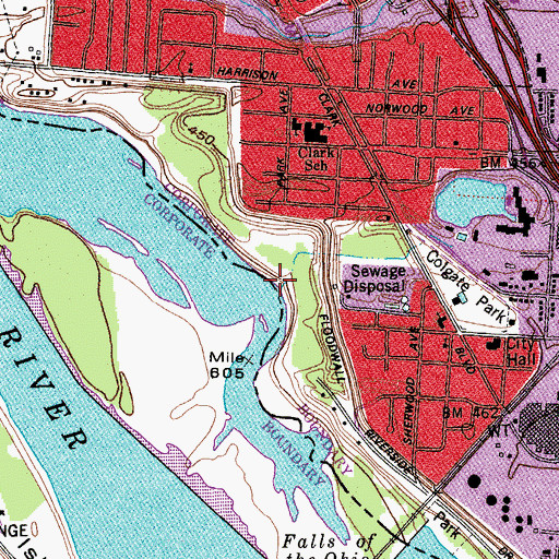 Topographic Map of Cane Run, IN