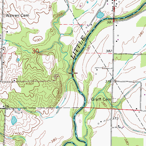Topographic Map of Caney Creek, IN