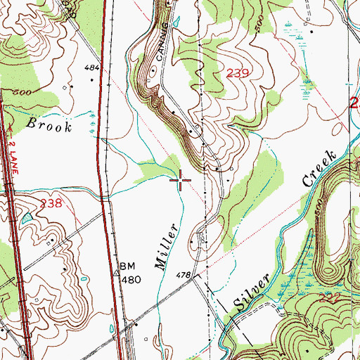 Topographic Map of Caney Fork, IN