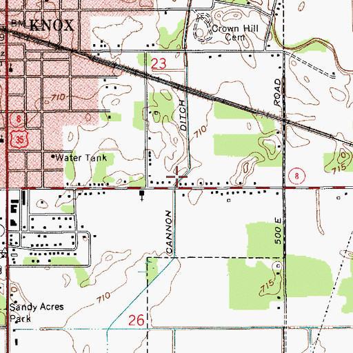 Topographic Map of Cannon Ditch, IN