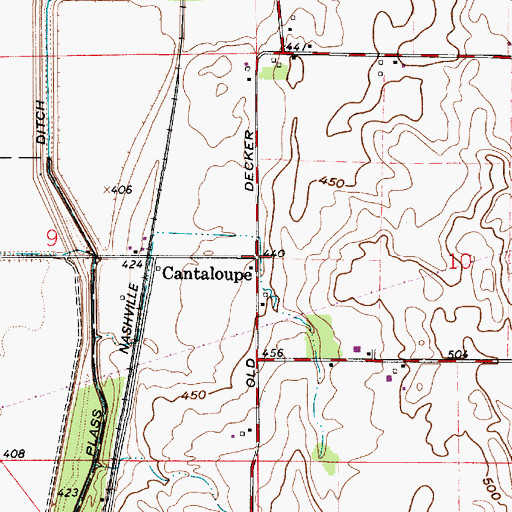 Topographic Map of Cantaloupe, IN