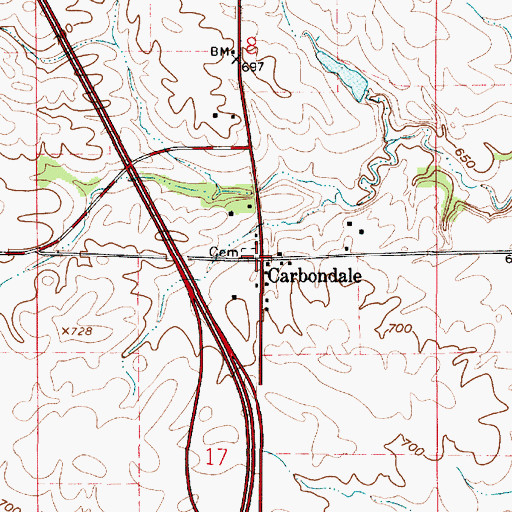 Topographic Map of Carbondale, IN
