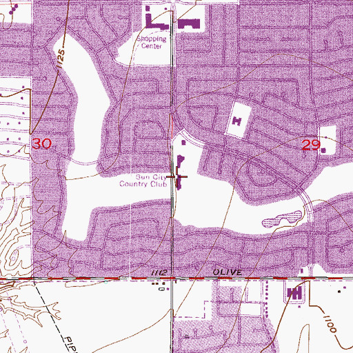 Topographic Map of Sun City Country Club, AZ