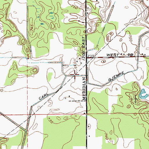 Topographic Map of Carl Gjemre Ditch, IN