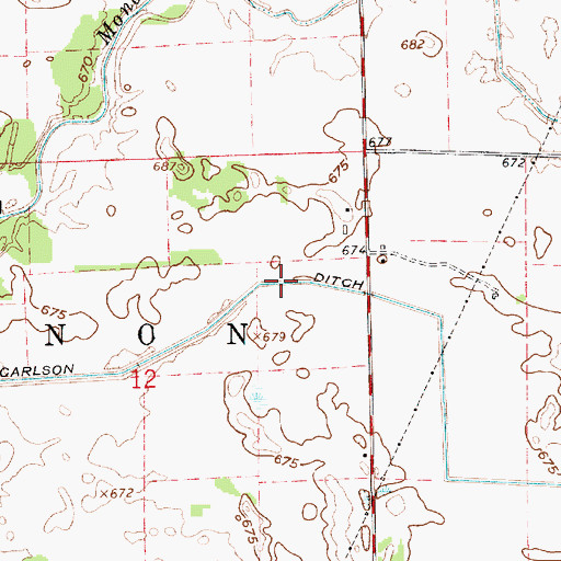 Topographic Map of Carlson Ditch, IN