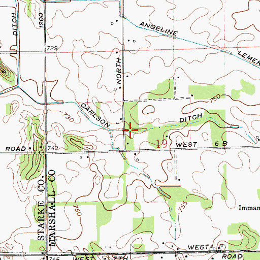 Topographic Map of Carlson Ditch, IN