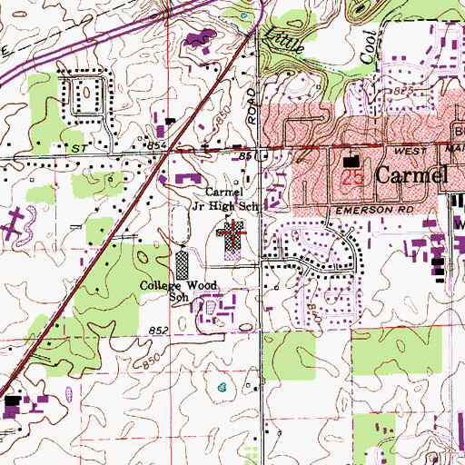 Topographic Map of Carmel Middle School, IN