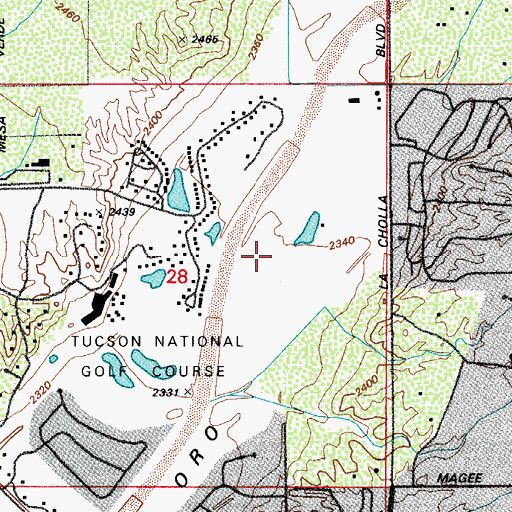 Topographic Map of Tucson National Golf Course, AZ