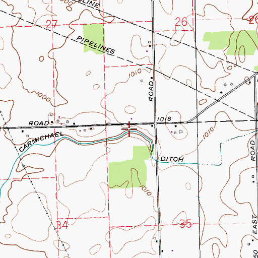 Topographic Map of Carmichael Ditch, IN