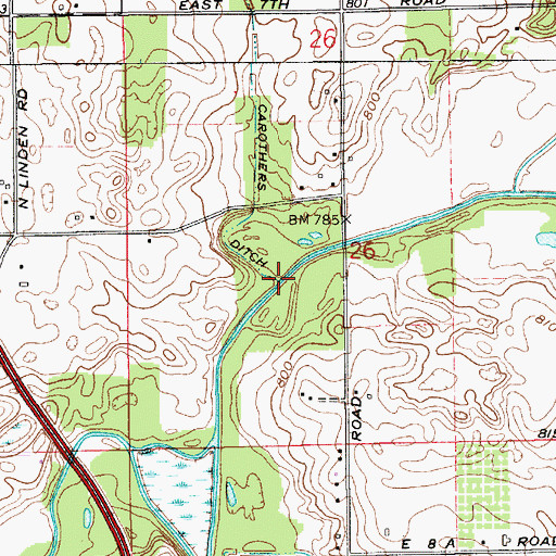 Topographic Map of Carothers Ditch, IN