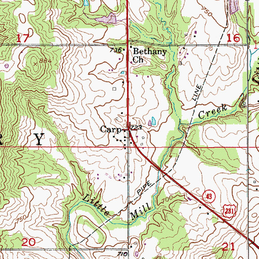 Topographic Map of Carp, IN