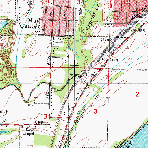 Topographic Map of Carpentier Creek, IN