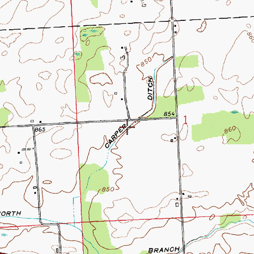 Topographic Map of Carper Ditch, IN