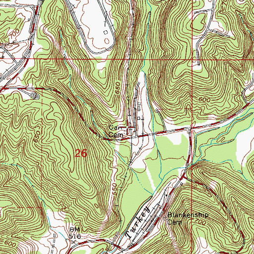 Topographic Map of Carr Cemetery, IN