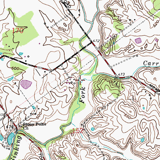Topographic Map of Carr Peyton Branch, IN