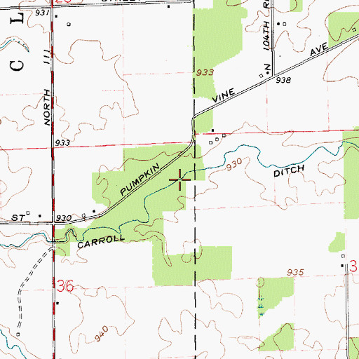 Topographic Map of Carroll Ditch, IN