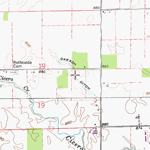 Topographic Map of Carson Ditch, IN