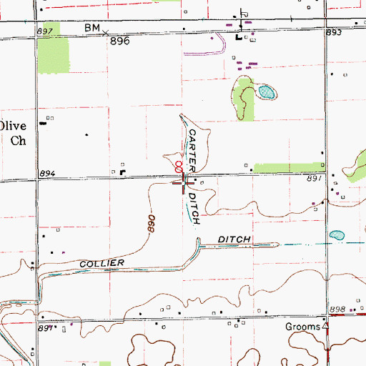 Topographic Map of Carter Ditch, IN