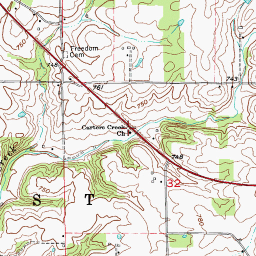 Topographic Map of Carters Creek Church, IN
