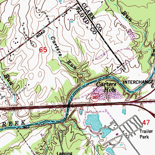 Topographic Map of Carters Run, IN