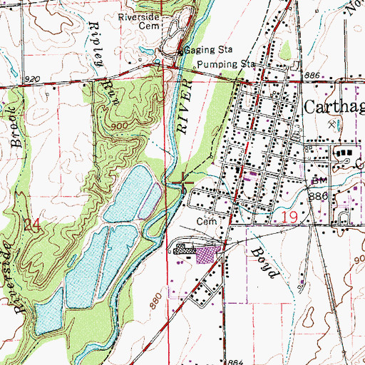 Topographic Map of Carthage Creek, IN