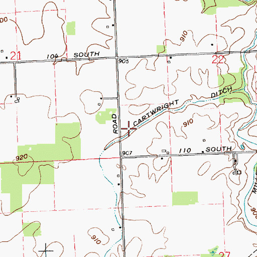 Topographic Map of Cartwright Ditch, IN