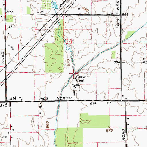 Topographic Map of Carver Run, IN