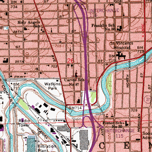 Topographic Map of George W Carver Elementary School, IN