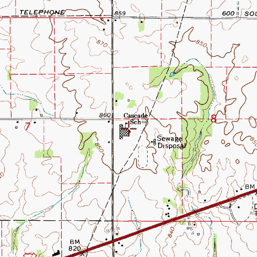 Topographic Map of Cascade School, IN