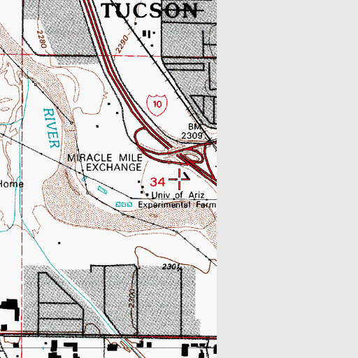 Topographic Map of University of Arizona Experiment Farm, AZ