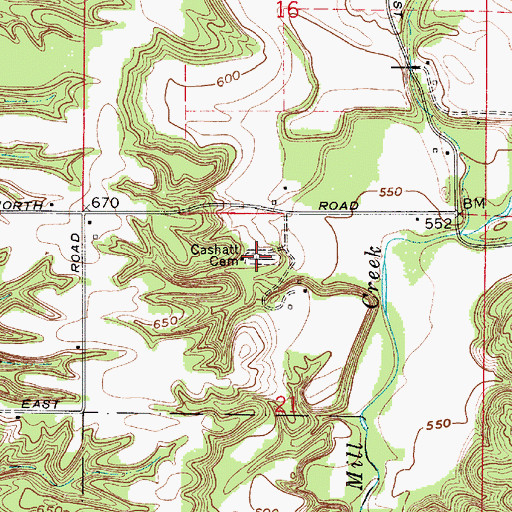 Topographic Map of Cashatt Cemetery, IN