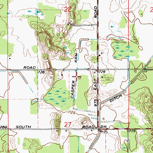 Topographic Map of Casper Arm, IN