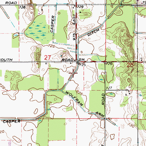 Topographic Map of Casper Ditch, IN