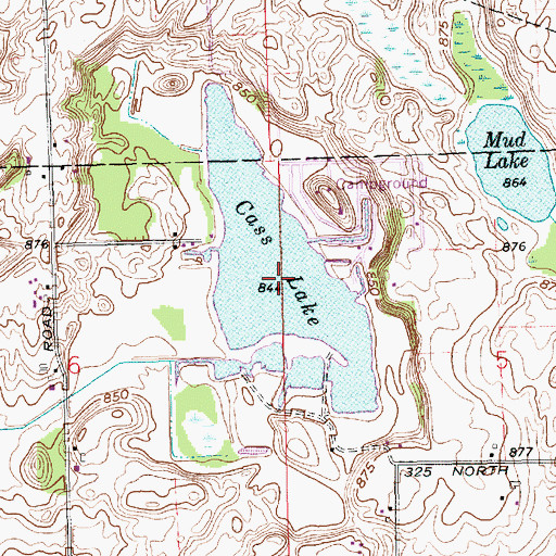Topographic Map of Cass Lake, IN