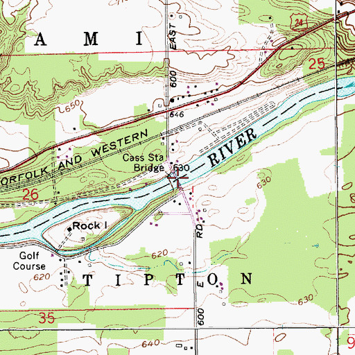 Topographic Map of Cass Station Bridge, IN
