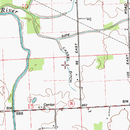 Topographic Map of Cassell Ditch, IN
