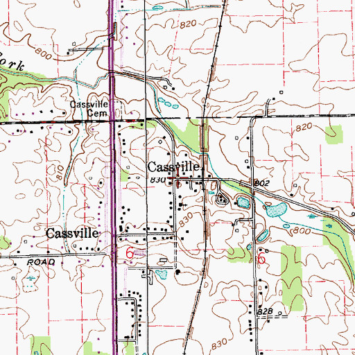 Topographic Map of Cassville, IN