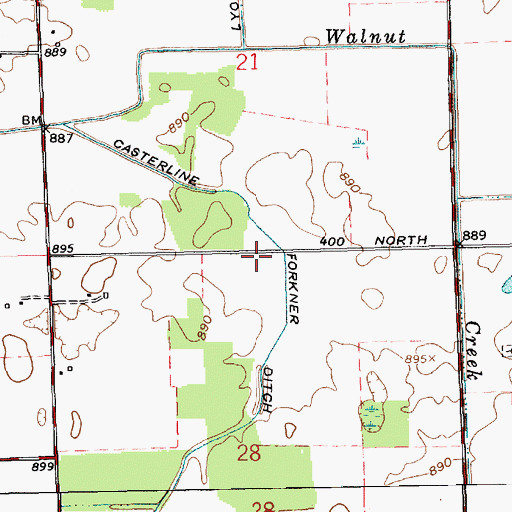 Topographic Map of Casterline Forkner Ditch, IN