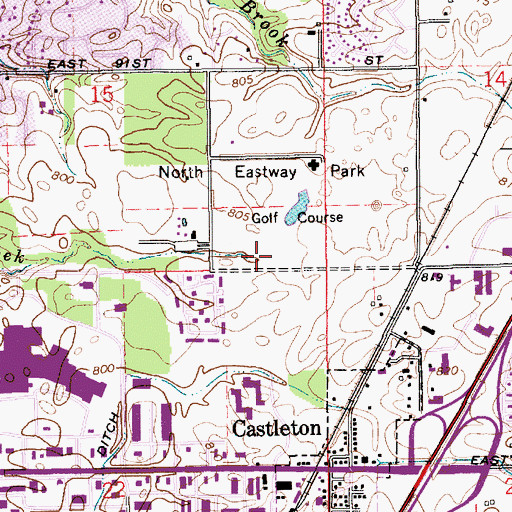 Topographic Map of Castle Creek, IN